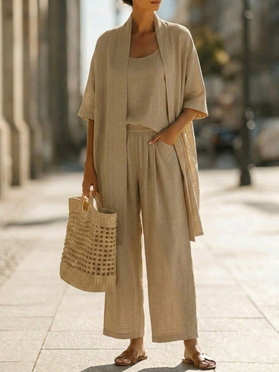 Evelina Linen-Cotton Three-Piece Set