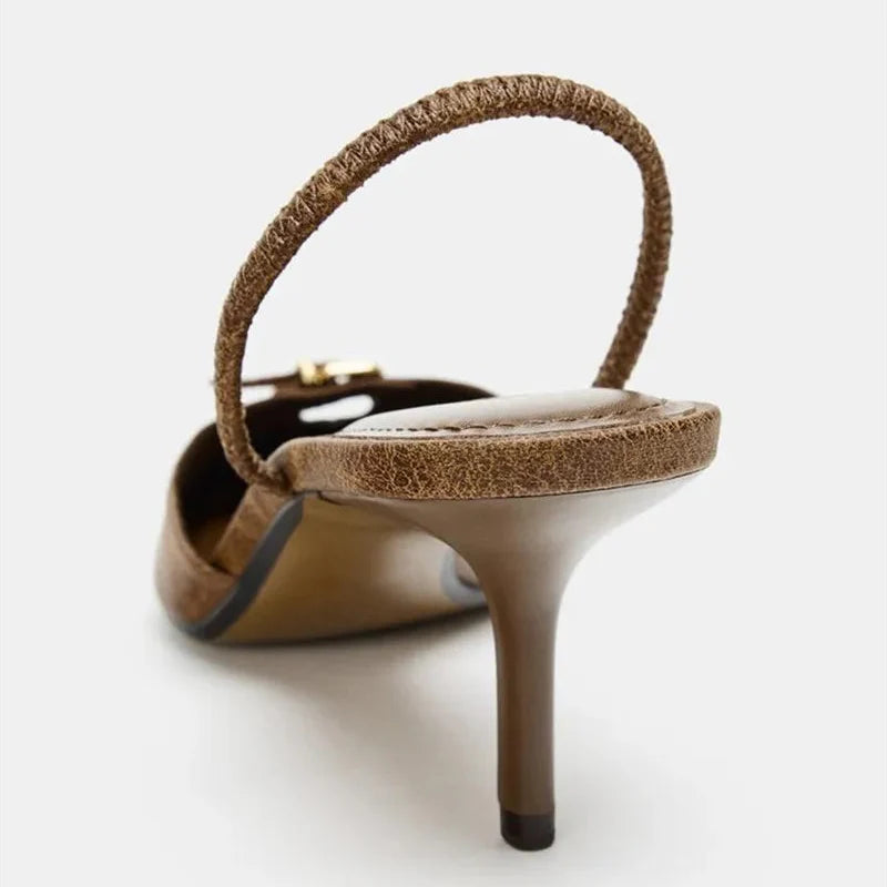 Amara Pointed Toe Slingback Kitten Heels