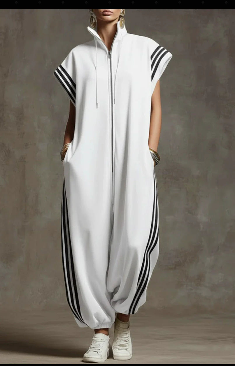 Talia Striped Zip Sport Jumpsuit