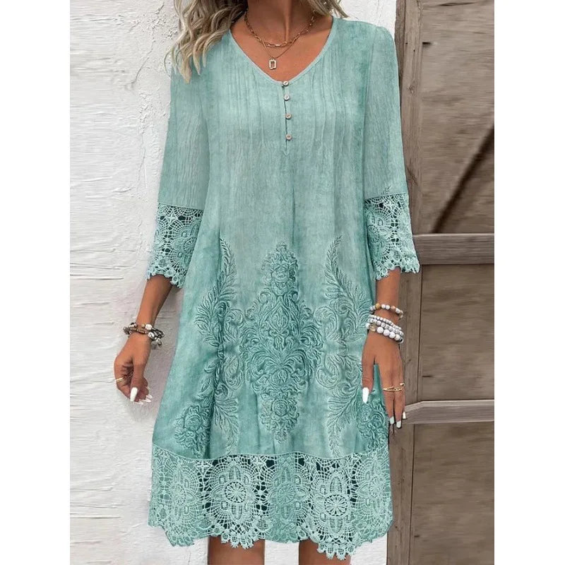 Amelie Lace Trim Midi Dress