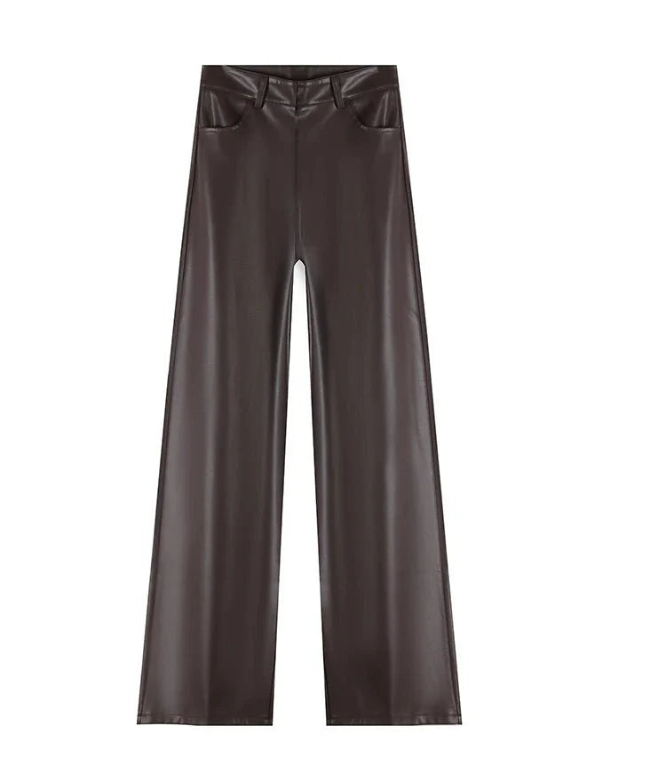 Vivienne Fleece-Lined Leather Wide-Leg Pants