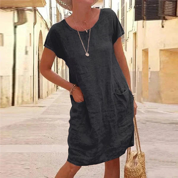 Lucia Cotton Linen Pocket Midi Dress