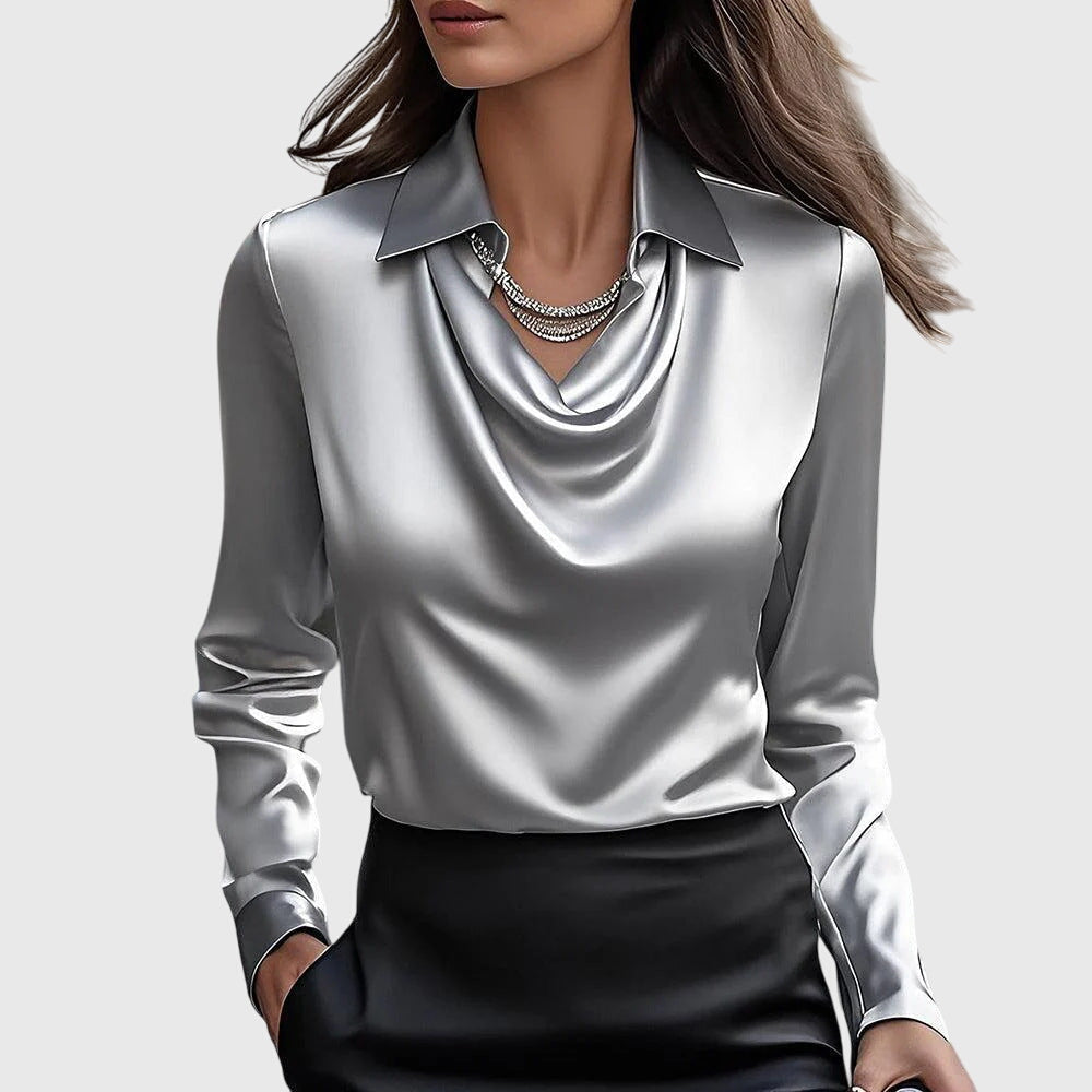 Vivienne Pleated Satin Blouse