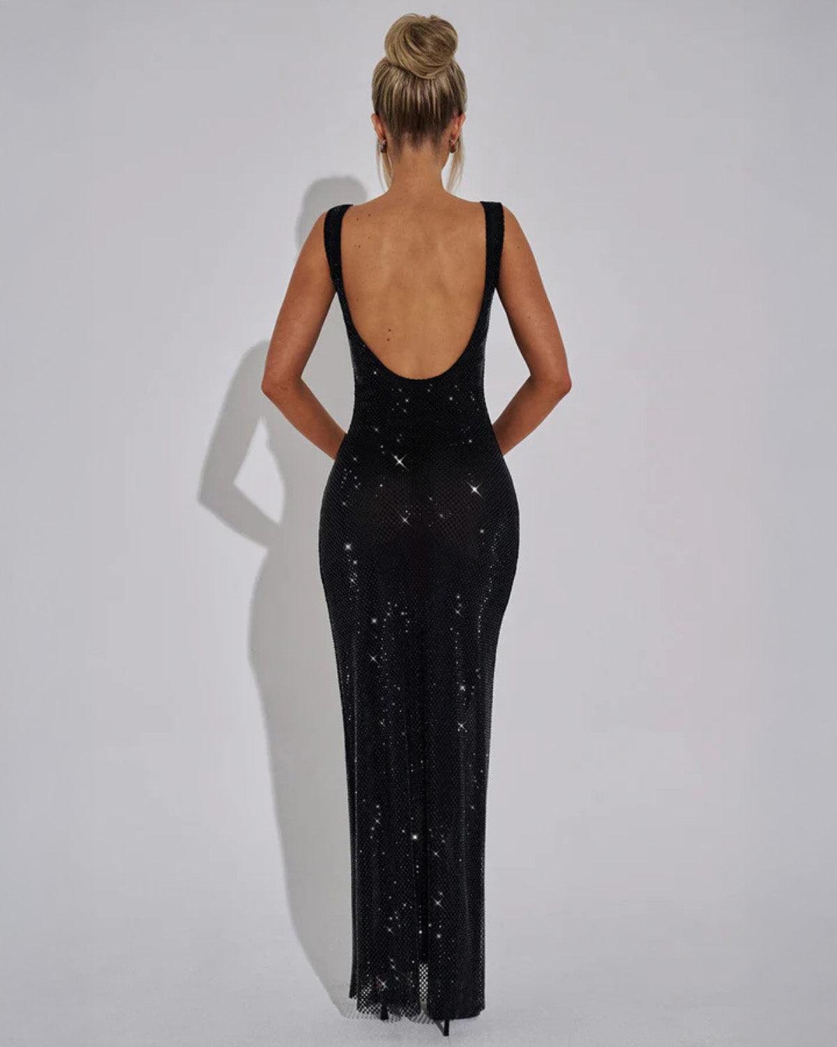 Aurora Rhinestone Illusion Maxi Dress