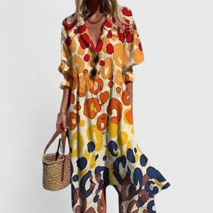 Elena Floral Button-Front Midi Dress