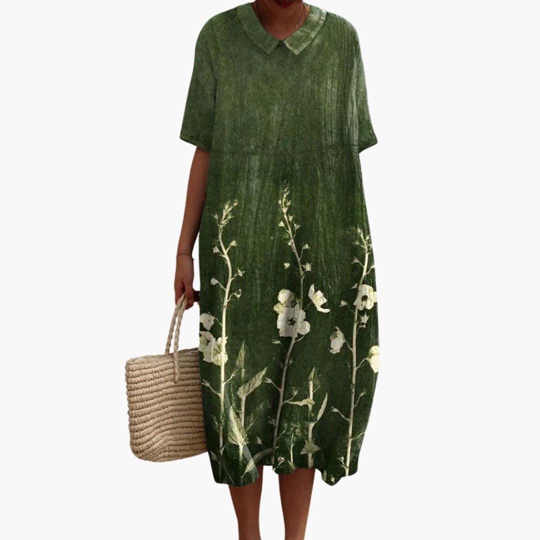 Maribel Floral Cotton V-Neck Midi Dress