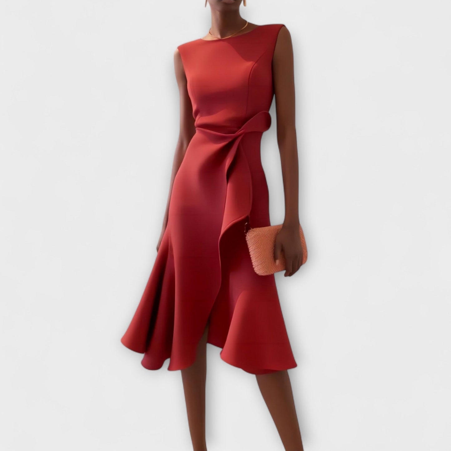 Liora | Draped Asymmetric Midi Dress
