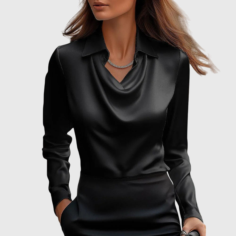Vivienne Pleated Satin Blouse