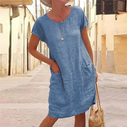 Lucia Cotton Linen Pocket Midi Dress