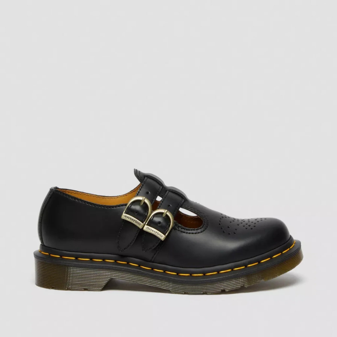 Adeline Leather Double Buckle Mary Jane Flats