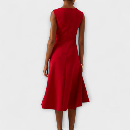 Liora | Draped Asymmetric Midi Dress