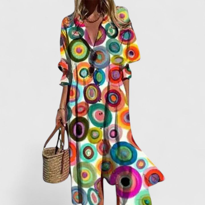 Elena Floral Button-Front Midi Dress