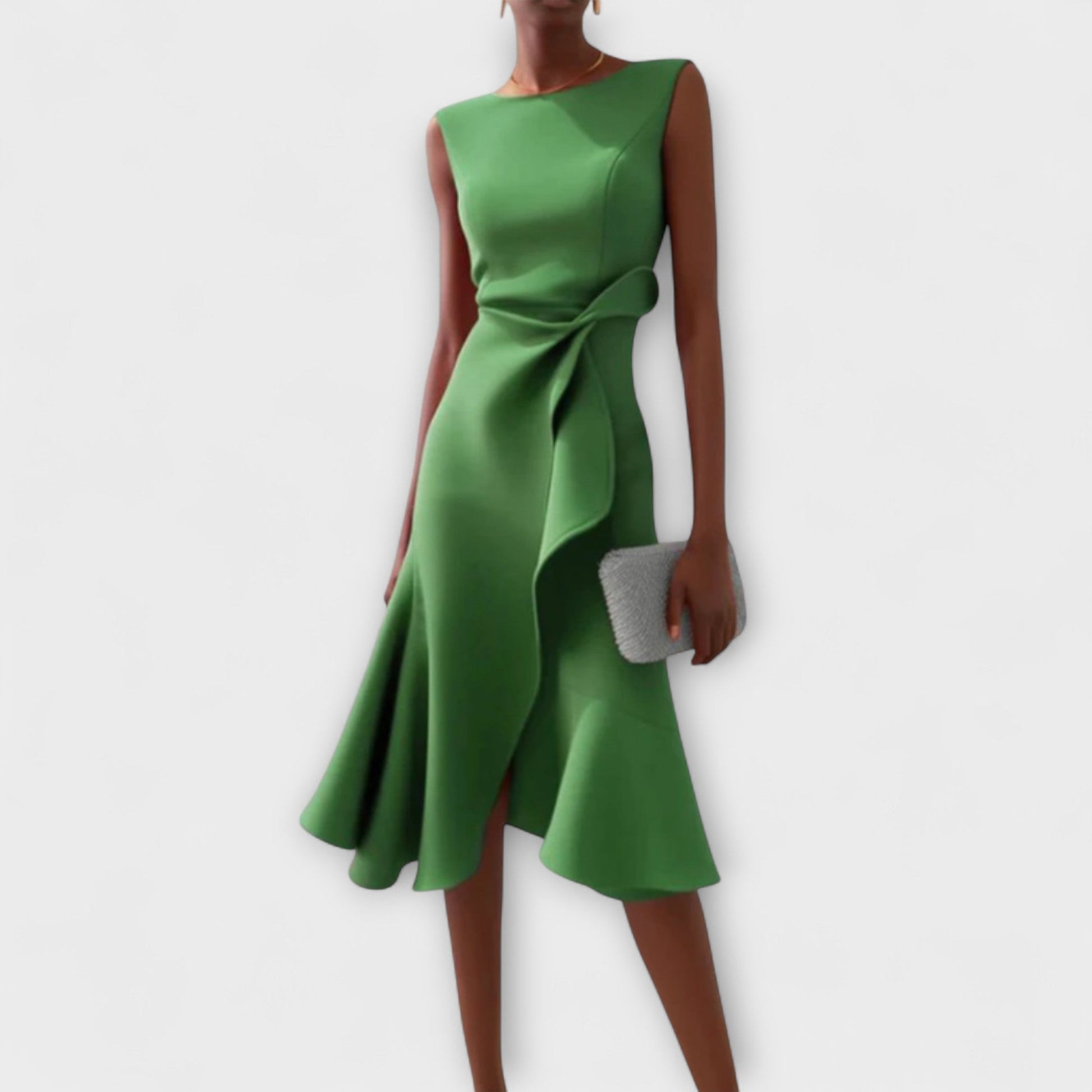 Liora | Draped Asymmetric Midi Dress