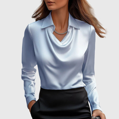Vivienne Pleated Satin Blouse