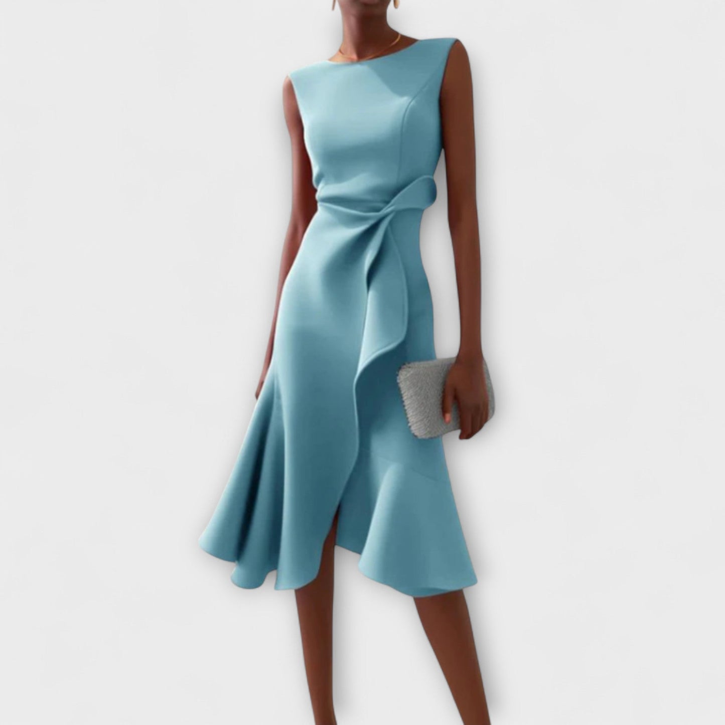 Liora | Draped Asymmetric Midi Dress