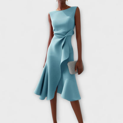 Liora | Draped Asymmetric Midi Dress