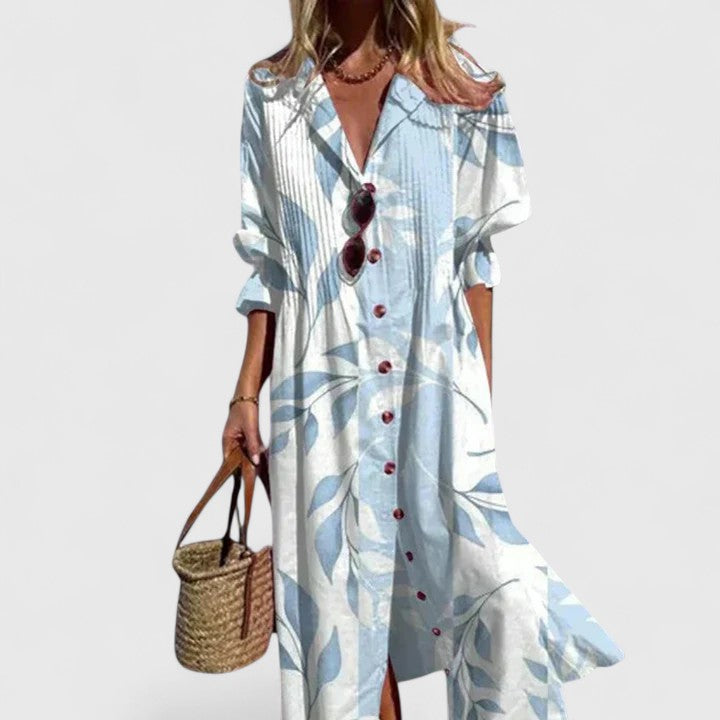 Elena Floral Button-Front Midi Dress