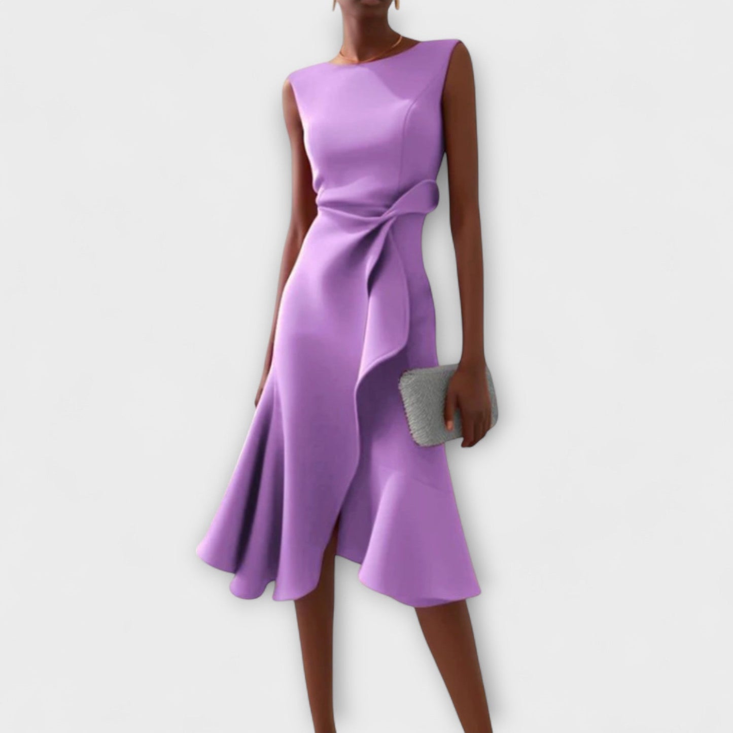 Liora | Draped Asymmetric Midi Dress