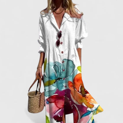 Elena Floral Button-Front Midi Dress
