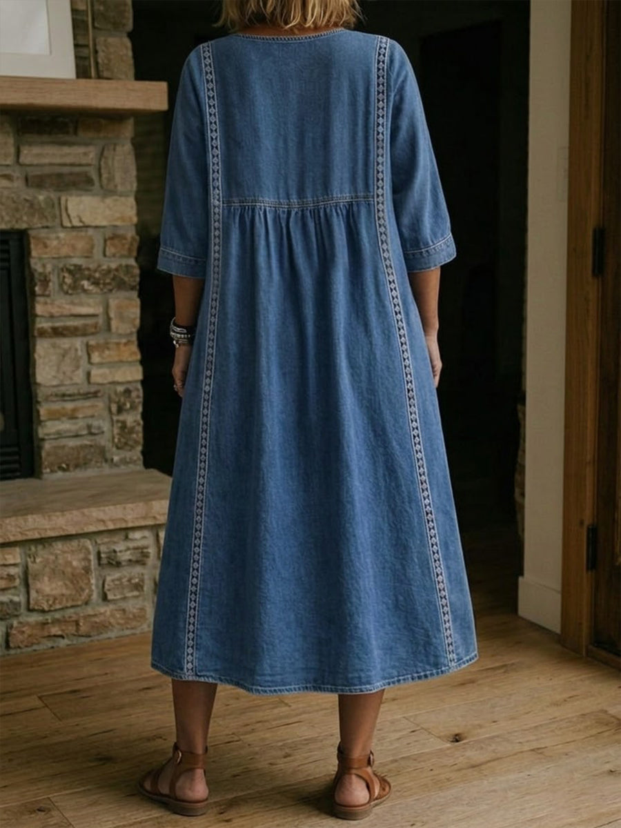 Cambria Lace Denim Dress