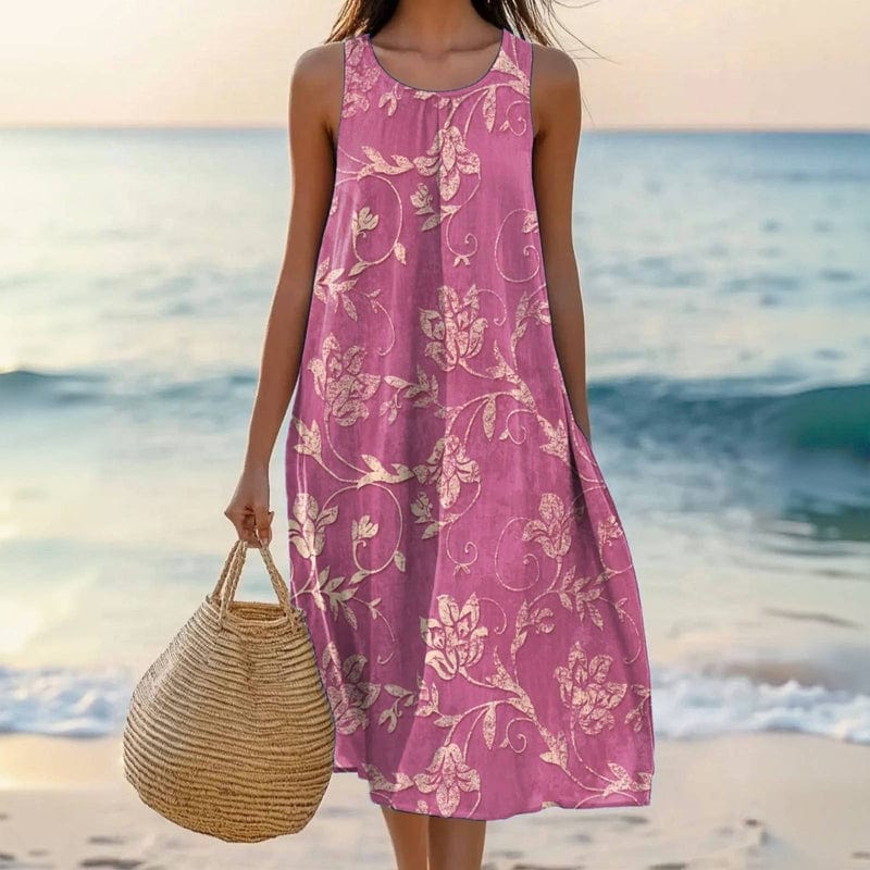 Sienna Floral Cotton Scoop Neck Midi Dress