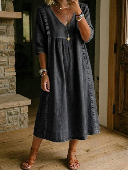 Cambria Lace Denim Dress