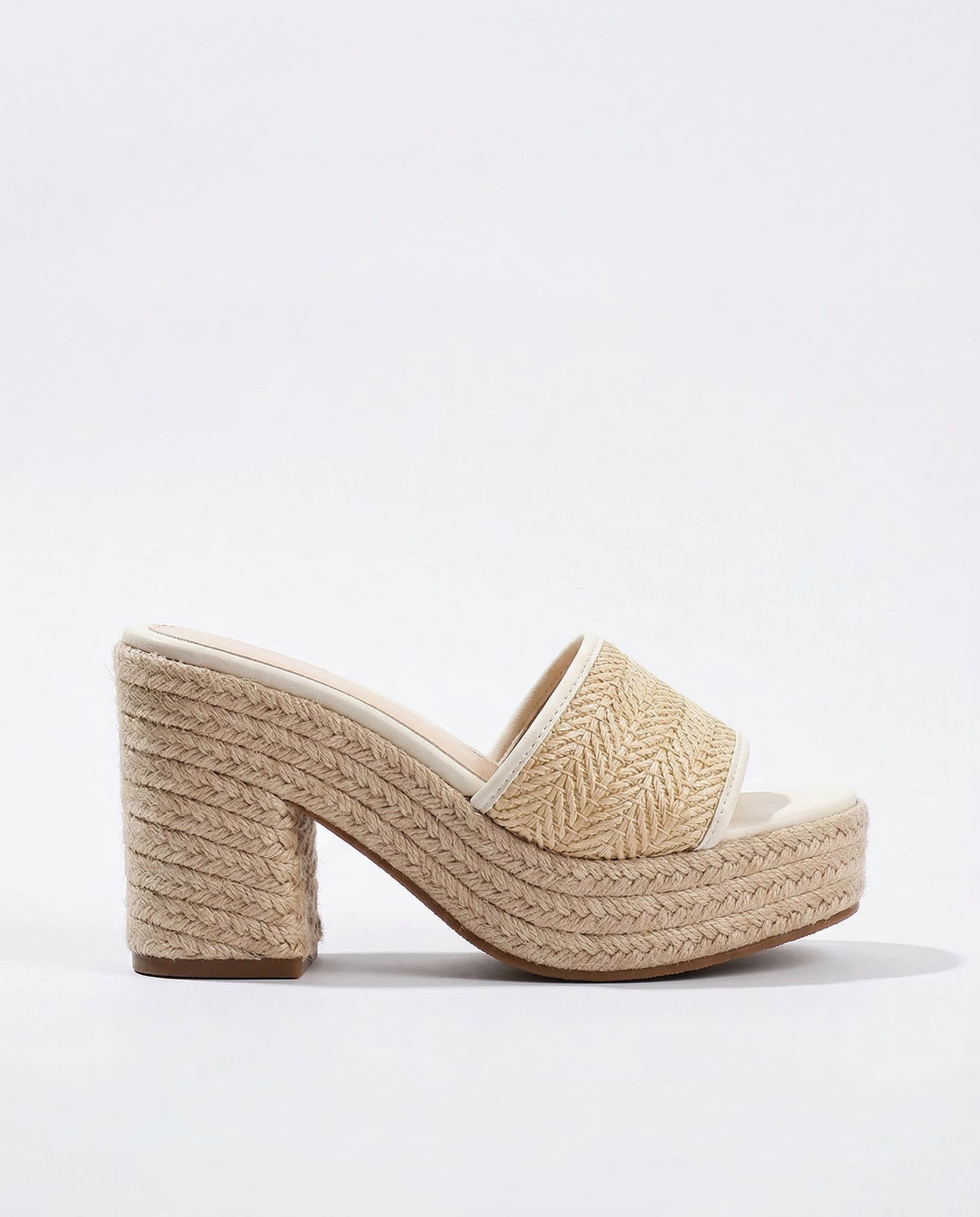 Solara Woven Jute Platform Slide Sandals