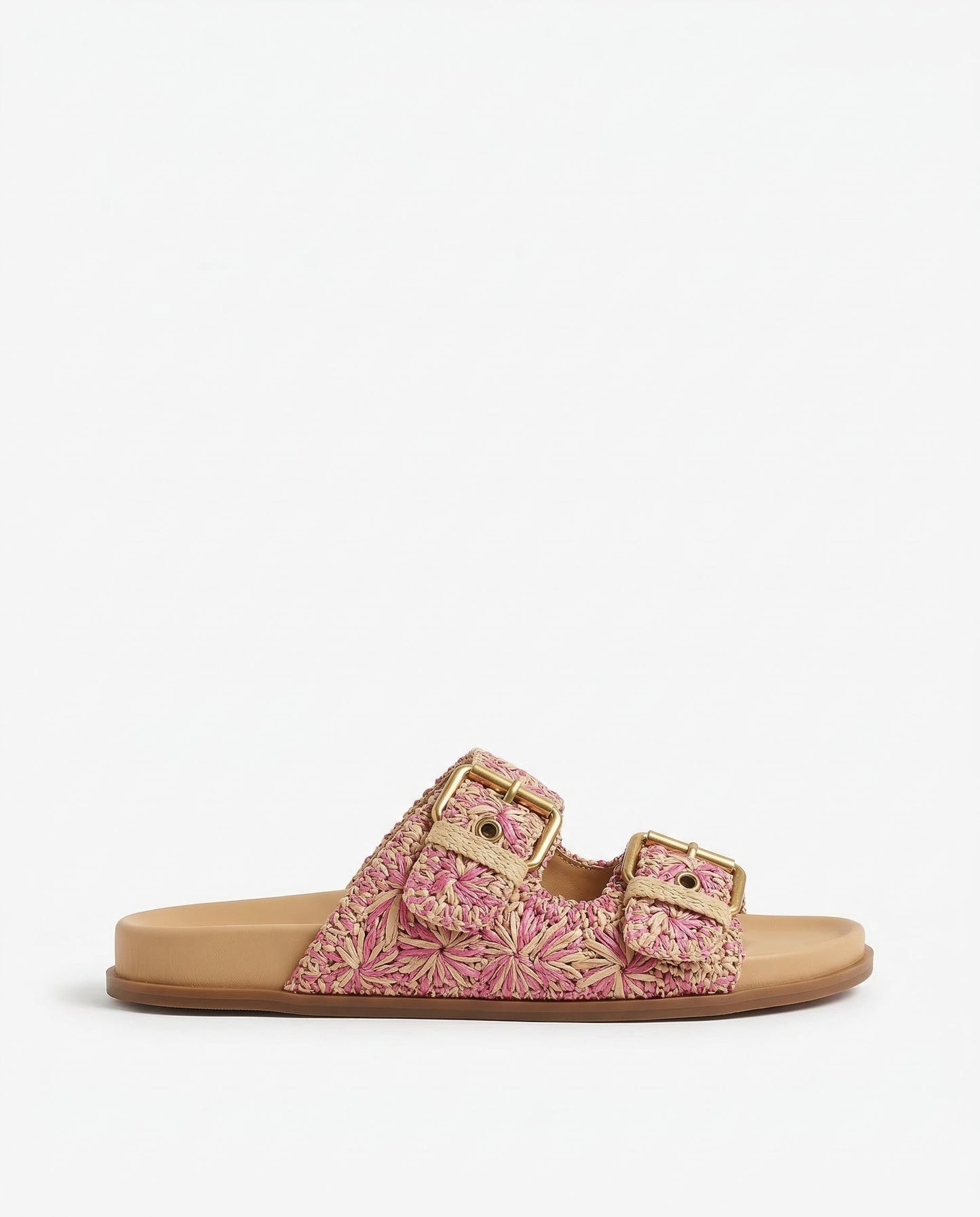 Isla Embroidered Raffia Slide Sandals