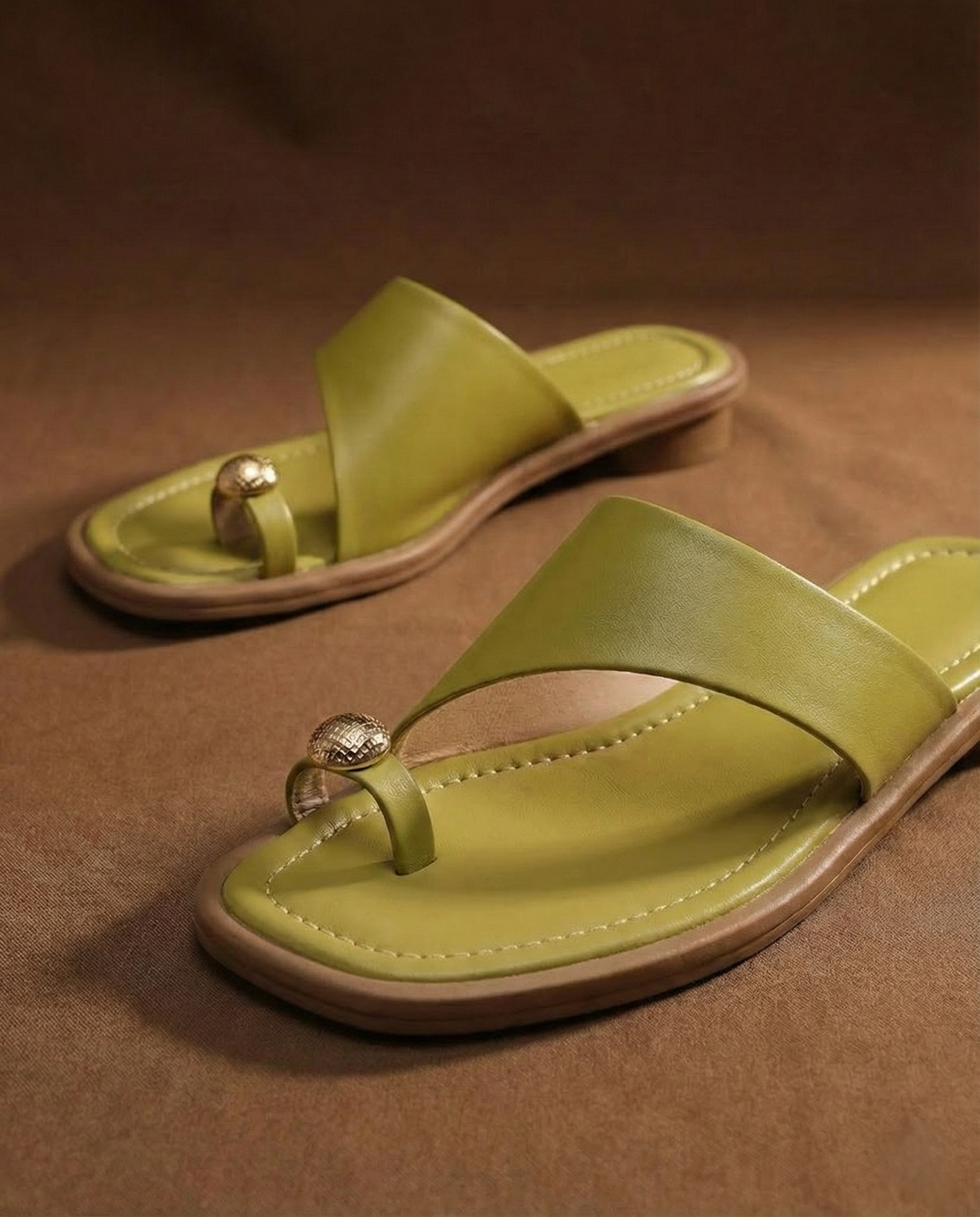 Marina Leather Toe Ring Slide Sandals