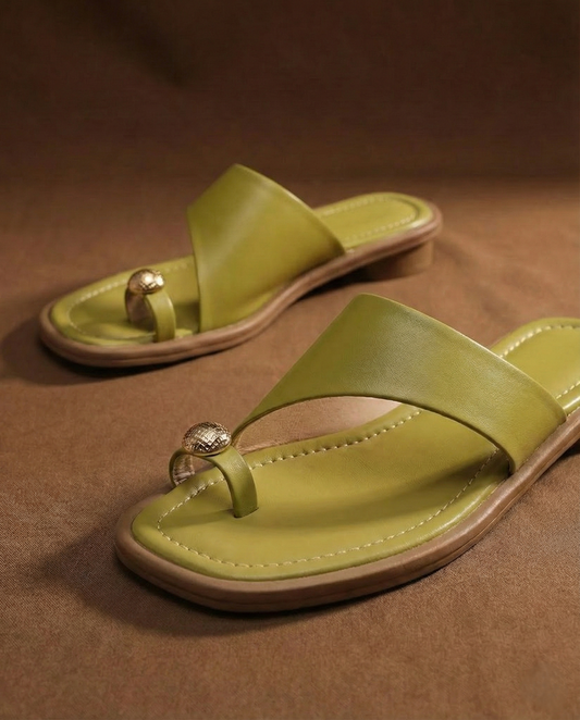Marina Leather Toe Ring Slide Sandals