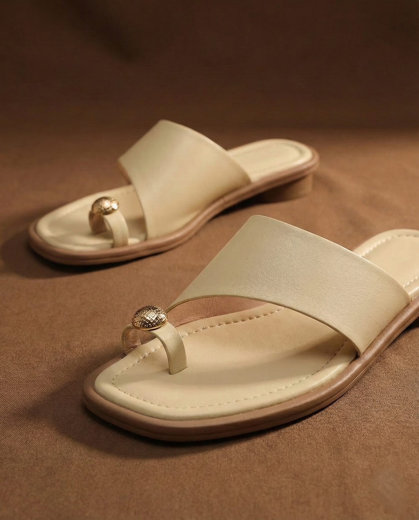 Marina Leather Toe Ring Slide Sandals