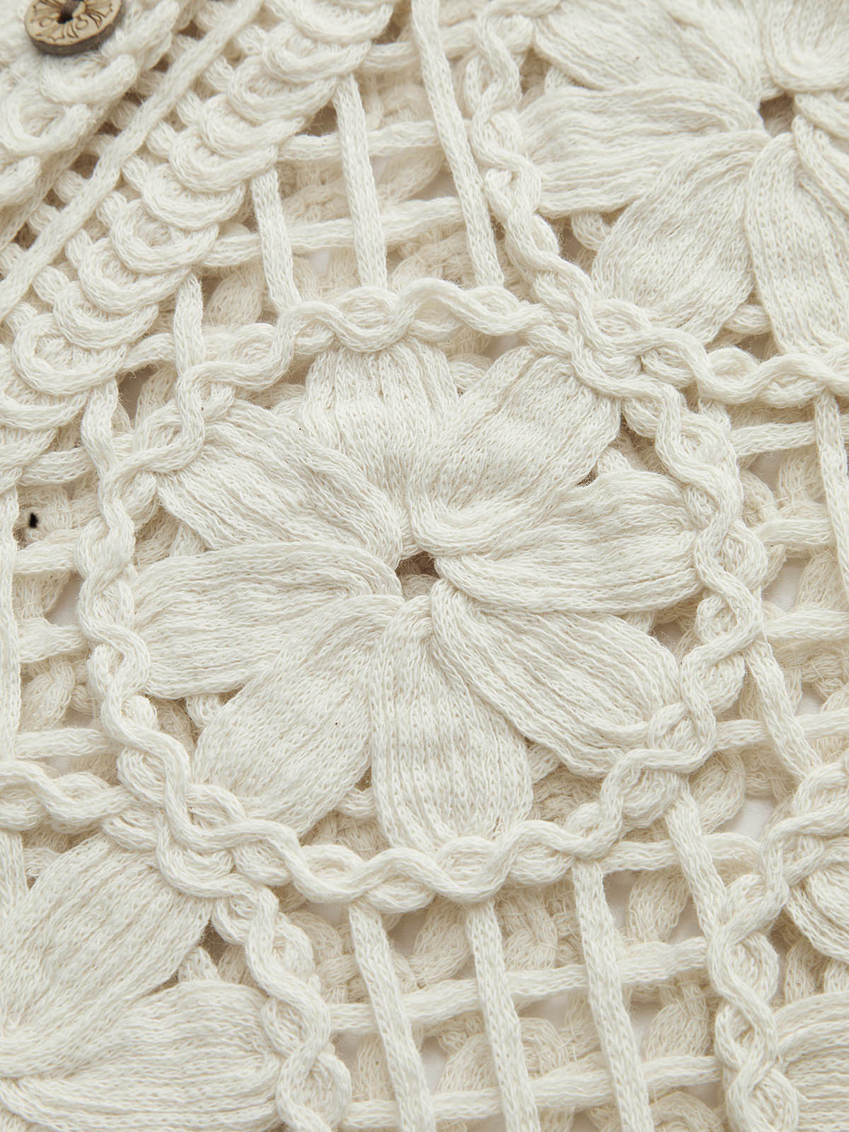 Amara Floral Crochet Button-Down Crop Top