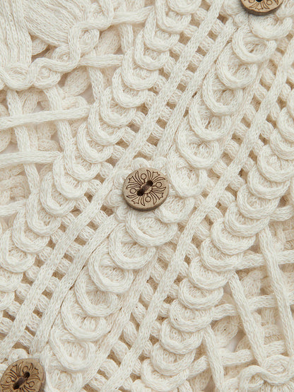 Amara Floral Crochet Button-Down Crop Top