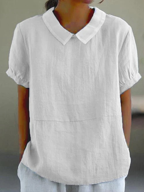 Camille Peter Pan Collar Linen Blouse