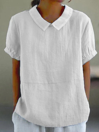 Camille Peter Pan Collar Linen Blouse