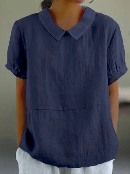 Camille Peter Pan Collar Linen Blouse