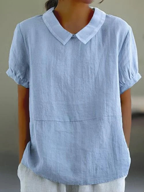 Camille Peter Pan Collar Linen Blouse