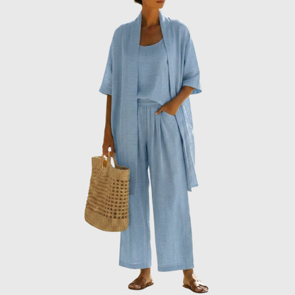 Evelina Linen-Cotton Three-Piece Set