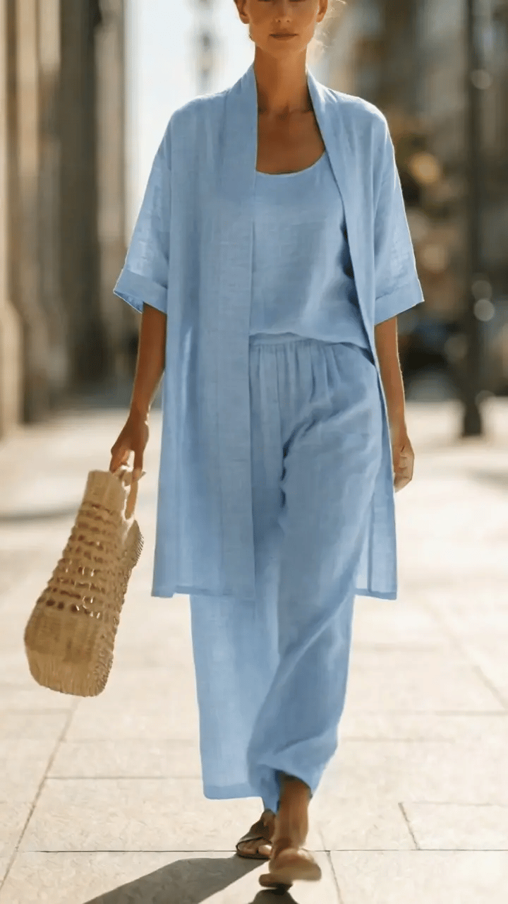 Evelina Linen-Cotton Three-Piece Set