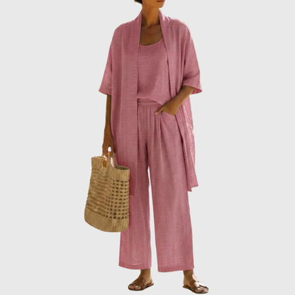 Evelina Linen-Cotton Three-Piece Set