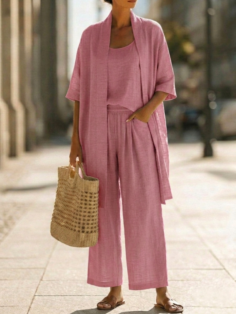 Evelina Linen-Cotton Three-Piece Set