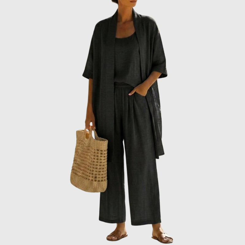 Evelina Linen-Cotton Three-Piece Set