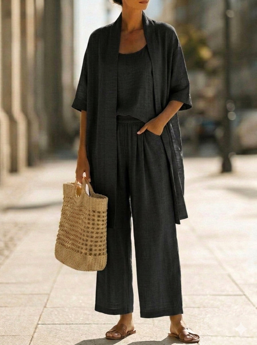 Evelina Linen-Cotton Three-Piece Set