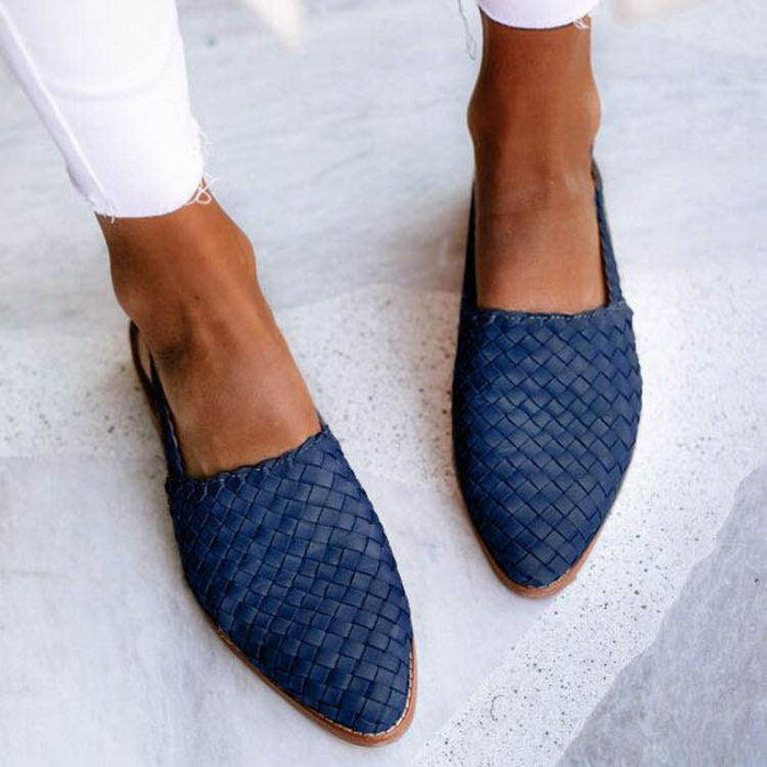 Sienna Cushioned Woven Faux Leather Flats