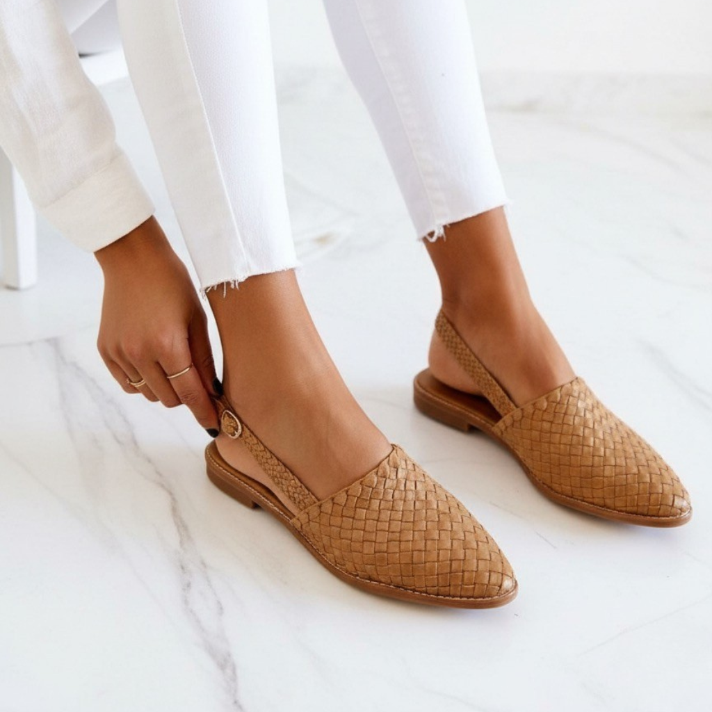 Sienna Cushioned Woven Faux Leather Flats