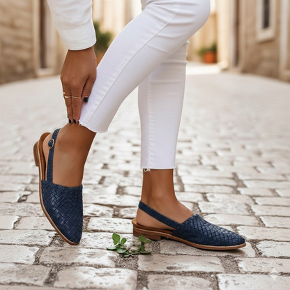 Sienna Cushioned Woven Faux Leather Flats