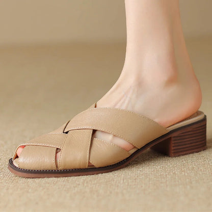 Camille Woven Leather Flat Mules