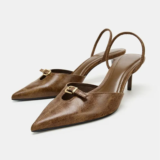 Amara Pointed Toe Slingback Kitten Heels