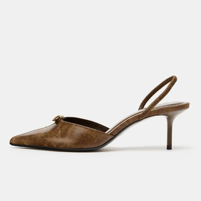 Amara Pointed Toe Slingback Kitten Heels