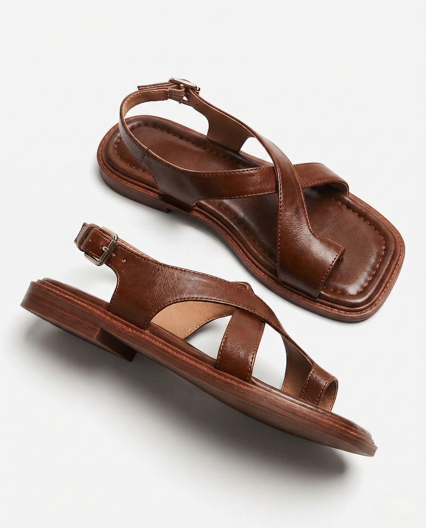 Elara Leather Toe Loop Slingback Sandals